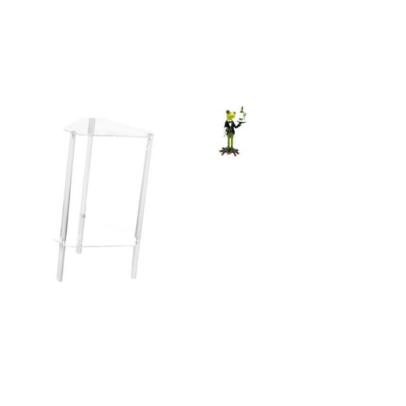 CarpNettore Minimalist Acrylic Side Table Nightstand with Creative Frog Waiter Statue Sculpture Decorative Figurine Ornament for Modern Living Room Bedroom Home Office