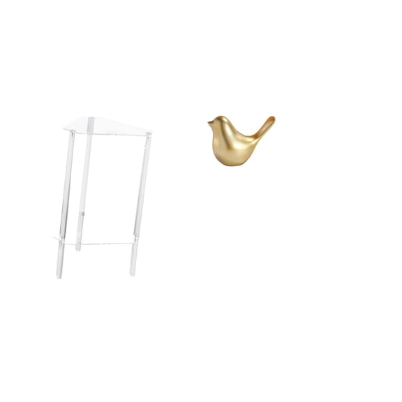 CarpNettore Minimalist Acrylic Side Table with Golden Bird Figurine Modern Bedside Cabinet and Animal Sculpture for Living Room Office Decor Bedroom