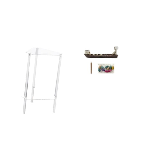 CarpNettore Minimalist Acrylic Skull Ship Side Table Nightstand Modern Bedside Cabinet End Table Sculpture Ornament Incense Burner Holder for Living Room Home Office Bedroom Halloween Decoration