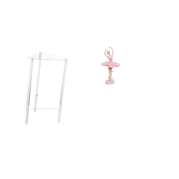 CarpNettore Minimalist Clear Acrylic Side Table with Ballerina Figurine Resin Girl Sculpture Modern Bedside Cabinet End Table for Living Room Bedroom Home Office Study Room Bookshelf Novelty