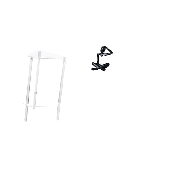 CarpNettore Minimalist Clear Acrylic Side Table NightStand Modern Bedside Cabinet End Table for Living Room Home Office Bedroom with Thinker Abstract Statue Decorative Figurine Collection