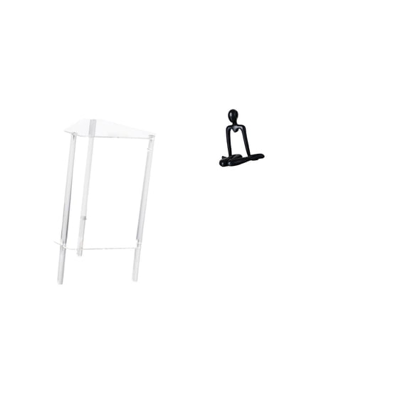 CarpNettore Minimalist Clear Acrylic Side Table NightStand Modern Bedside Cabinet End Table with Thinker Abstract Sculpture Decorative Figurine Simple Tabletop Ornament Figure Statue for Living