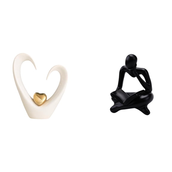 CarpNettore Minimalist Heart Sculpture Figurine Modern Statue for Shelf Living Room Entrance Desk Abstract Thinker Decoration for Tabletop Office Bookshelf