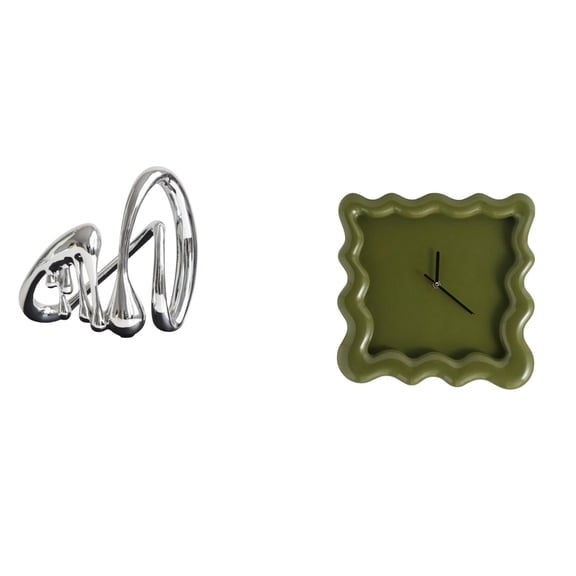 CarpNettore Minimalist Sculpture Art Clock Modern Abstract Statue Creative Housewarming Gift Unique Desktop Decoration for Bookshelf and Wall