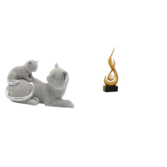 CarpNettore Modern Abstract Cat Flame Sculpture Tabletop Ornament Decorative Figurine Animal Art Craft Resin Keepsake for Bedroom Living Room Office Cabinet Housewarming Gift