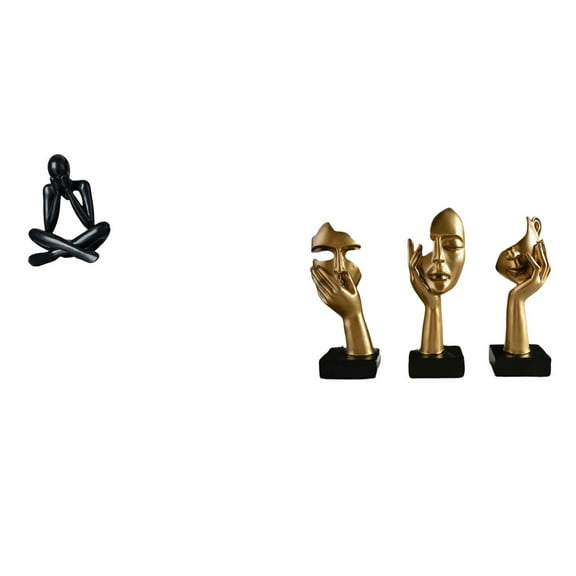 CarpNettore Modern Abstract Figure Sculpture Resin Thinker Statues Decorative Collectible Tabletop Ornament for Living Room Office Bookshelf Home Decor Crafts Sou
