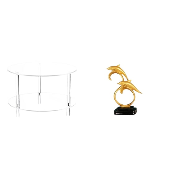 CarpNettore Modern Acrylic Dolphin Side Table Lifelike Collectible Nightstand for Living Room Bedroom Office Desk Decoration Home Furniture
