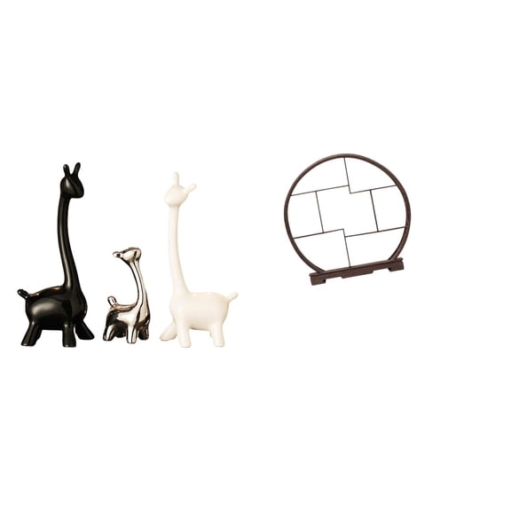 CarpNettore Modern Ceramic Giraffe Statue Display Stand Creative Table Centerpiece Organizer for Desk Office Bookshelf Bedroom Home Decor Storage