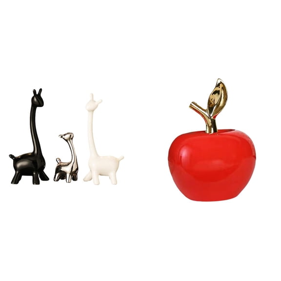 CarpNettore Modern Ceramic Giraffe and Figurine Sculpture Creative Table Centerpiece for Office Bookshelf Bedroom Cafe Study Room Holiday Decor