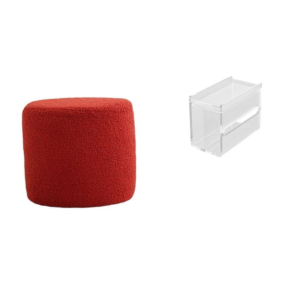 CarpNettore Modern Cylinder Ottoman Stool and Acrylic Toilet Paper Storage Box for Office Bedroom Nursery Apartment Wall Mounted Tissue Paper Holder Bench Seat