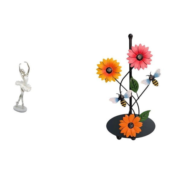 CarpNettore Modern Dancing Girl Figurine Art Sculpture with Sunflower Paper Towel Holder Creative Desktop Ornament for Bedroom Office Entrance Non Slip Vertical Tissue Holder Rack