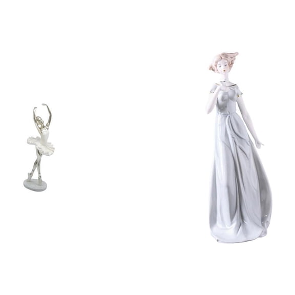 CarpNettore Modern Dancing Girl Figurine Sculpture Ceramic Porcelain Lady Statue Nordic Art Ornament for Bedroom Fireplace Office Shelf Porch Cabinet Desk Decoration