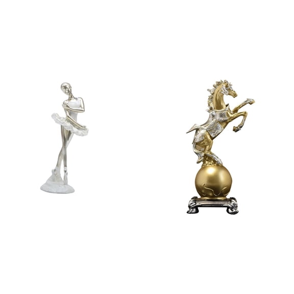 CarpNettore Modern Dancing Girl and Horse Art Sculpture Creative Resin Figurine for Bedroom Office Living Room Centerpiece Shelf Fireplace Entrance Decor