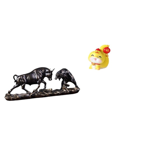 CarpNettore Modern Feng Shui Bull Bear Cow Cattle Animal Sculpture and Cartoon Snake Resin Figurine for Desk Shelf Table Centerpiece Office Bedroom Housewarming Gift