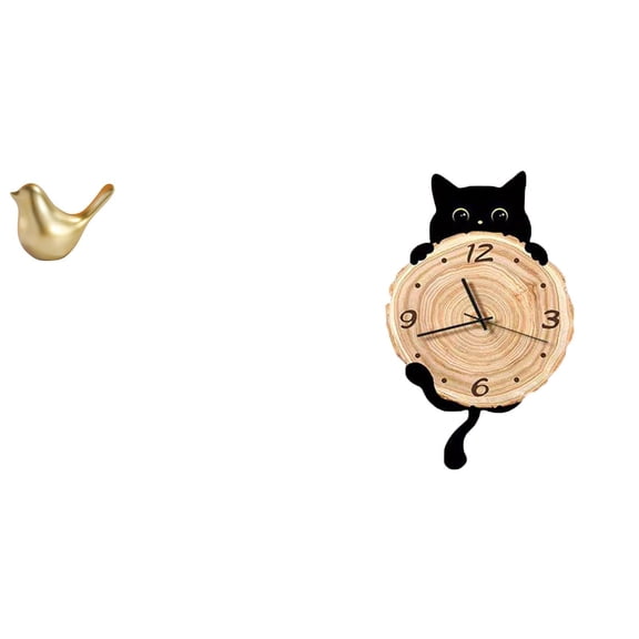 CarpNettore Modern Golden Bird Figurine and Animal Statue with Wall Clock Decor Lightweight No Ticking Hanging Ornament for Office Living Room Bedroom Housewarming Gifts