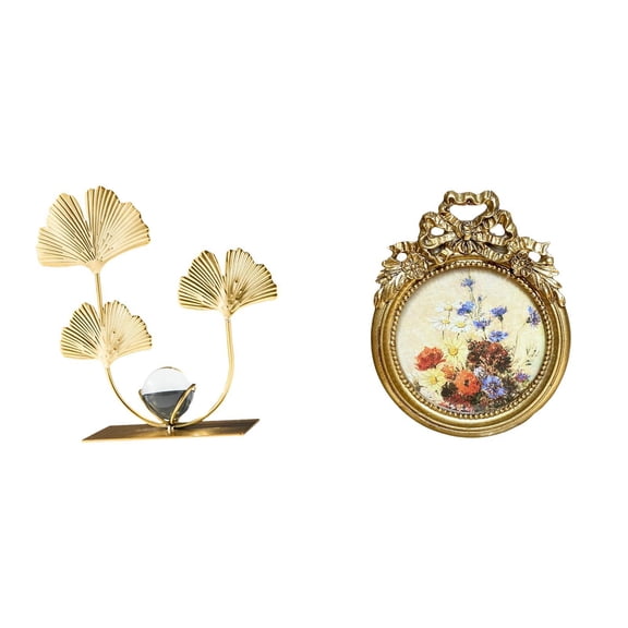 CarpNettore Modern Home Decor Collectibles Antique Photo Frame and Leaves Statue Leaf Sculpture Ornate European Style Desktop Ornament for Wedding Gift Ideas