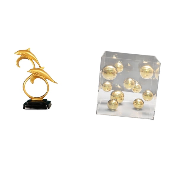 CarpNettore Modern Lifelike Dolphin Figurine with Transparent Acrylic Cover Ball Ornament Versatile Collectible Art Crafts for Home Office Decor