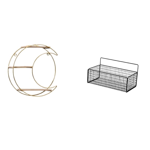 CarpNettore Modern Metal Wall Hanging Shelf Organizer Multifunctional Space Saving Decorative Floating Shelves for Bathroom Kitchen Living Room Collectibles Trophy Storage Basket Countertop