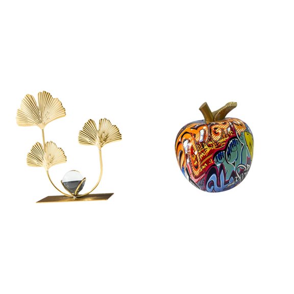 CarpNettore Modern Nordic Leaf Sculpture Bookshelf Ornament Decorative Collectible Artwork for Bedroom Table Bar Home Holiday Party Gift