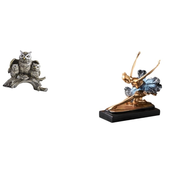 CarpNettore Modern Owl Ballet Dancer Figurine Sculpture for Living Room Office Cabinet Decor NightStand Fireplace Restaurant Tabletop Ornament Gift