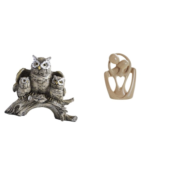 CarpNettore Modern Owl Couple Figurine Sculpture for Living Room Office Cabinet Bookcase Cafe Desktop NightStand Ornament Creative Resin Decor