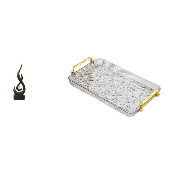 CarpNettore Modern Resin Flame Sculpture and Multifunctional Tray Set for Living Room Dining Room Bedroom Home Decor and Jewelry Storage