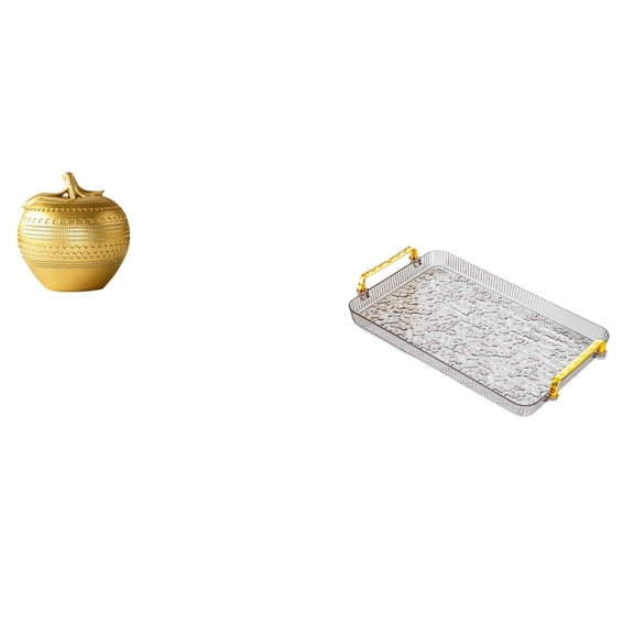 CarpNettore Modern Resin Fruit Figurine Sculpture and Dessert Plate Coffee Table Tray with Handle for Dining Room Bedroom Office Home Decor