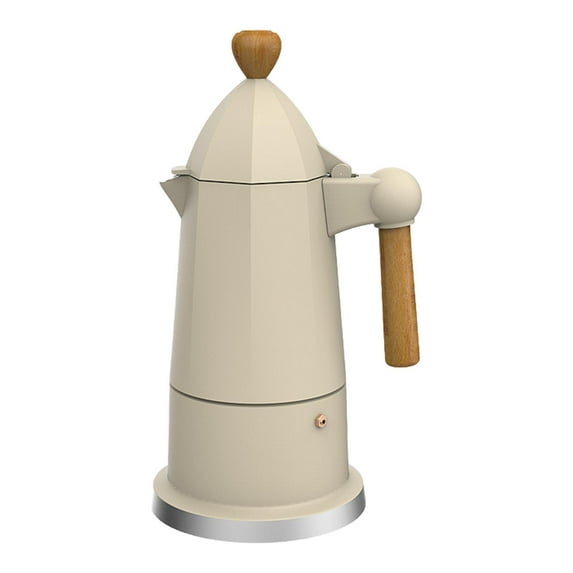 CarpNettore Moka Pot Octagonal Espresso Maker Accessories with Wood Handle Convenient Coffee White