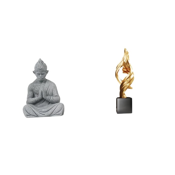 CarpNettore Monkey Buddha Abstract Art Statue Resin Figurine Sun Wukong Sculpture Decorative Collectible Miniature for Hotel Patio Backyard House Office Coffee Table Decor