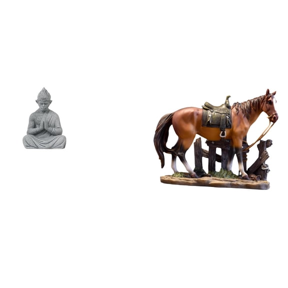 CarpNettore Monkey Buddha Horse Statue Art Ornament Resin Sculpture Collectible Miniature Figurine for Home Decor Office Hotel Patio Backyard Animal Lovers