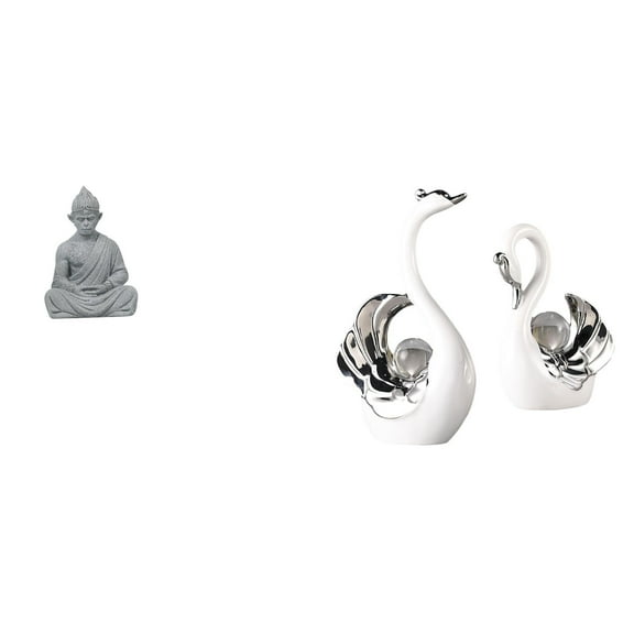 CarpNettore Monkey Buddha Swan Figurine Sculpture Collectible Miniature Sun Wukong Crafts for Living Room Hotel Patio Backyard Table Centerpiece Book Shelf Decoration