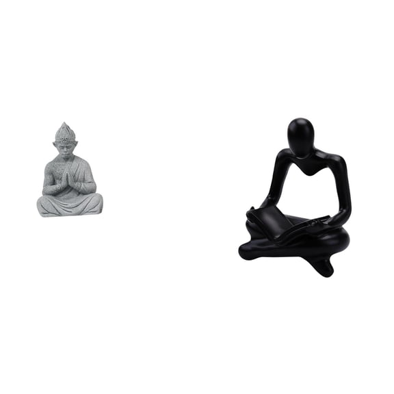 CarpNettore Monkey Buddha Thinker Statue Figurine Creative Abstract Sculpture Collectible Miniature for Living Room Hotel Patio Backyard Decoration