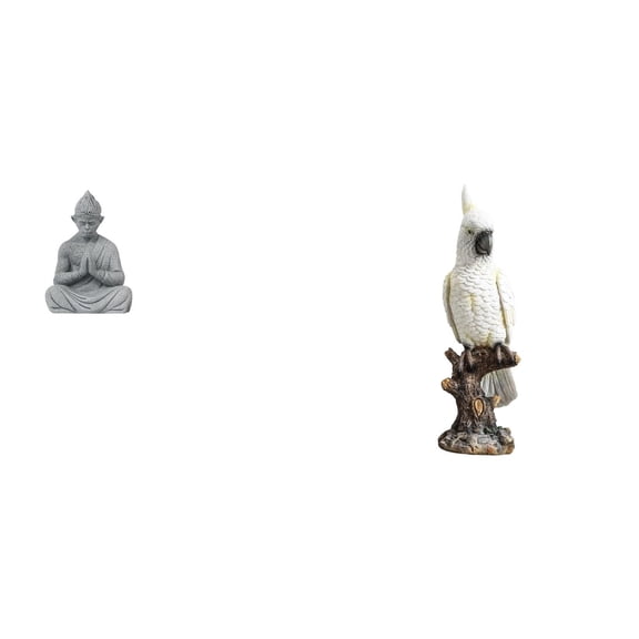 CarpNettore Monkey Parrot Buddha Statue Animal Sculpture Resin Miniature Figurine Sun Wukong Collectible Indoor Decorative Ornament for Hotel Patio Backyard Desk Table Centerpiece Fireplace