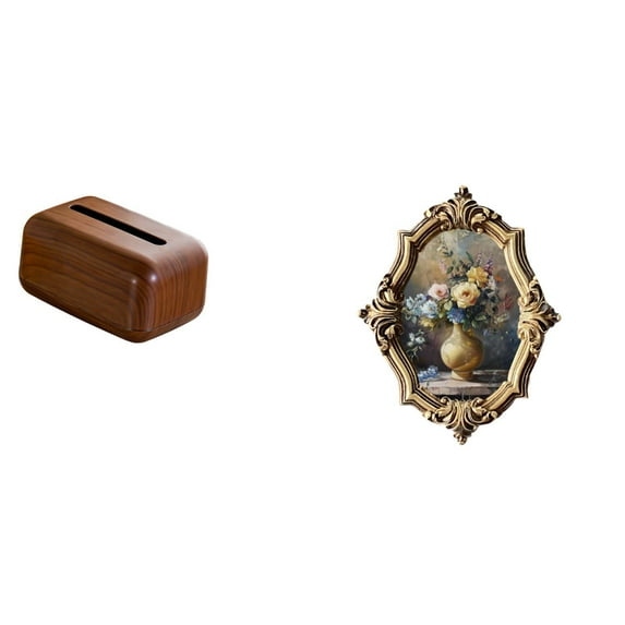 CarpNettore Multifunctional Rectangular Tissue Organizer And Vintage Resin Photo Frame Holder for Kitchen Car Office Bedroom Wall Decoration Art Crafts Collection