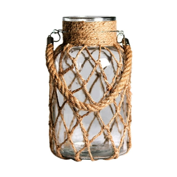 CarpNettore Net Rope Wrapping Decorative Bottle Creative Rope Dry Flower Glass Vase for Home L