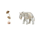 thumbnail image 1 of CarpNettore Nordic Creative Metal Leaf Sculpture Abstract Ornament and Rustic Animal Statue Hand Carved Wooden Elephant Figurine for Home Table Party Decor, 1 of 8