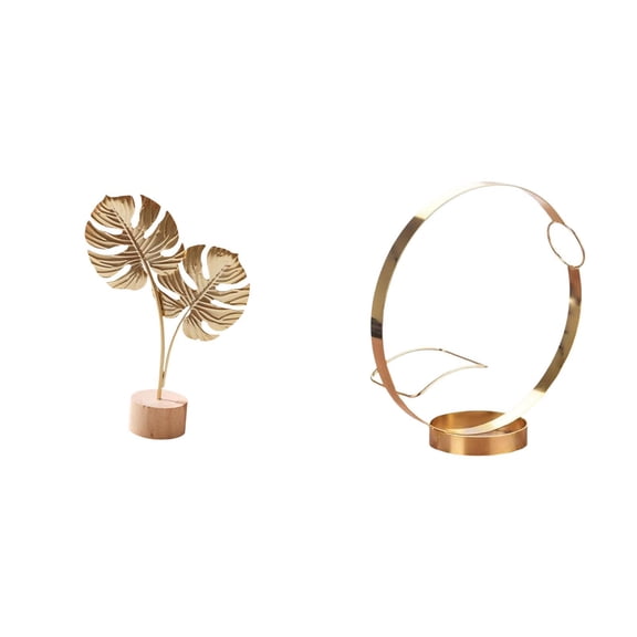 CarpNettore Nordic Creative Metal Leaf Sculpture Figurine with Abstract Design for Table Party Home Decor and Iron Wine Bottle Holder Rack Organizer