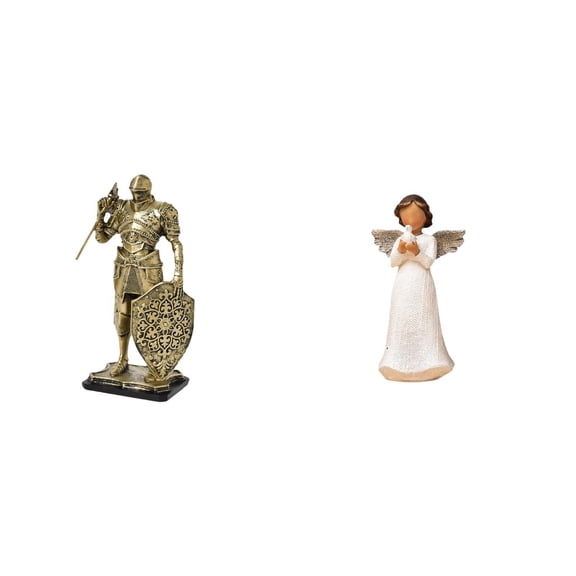 CarpNettore Nordic Knight Angel Resin Figurine Abstract Cherub Sculpture Ornament for Desk Cabinet Office Table Centerpiece Entryway Living Room Gift Holding Pigeon Decorative