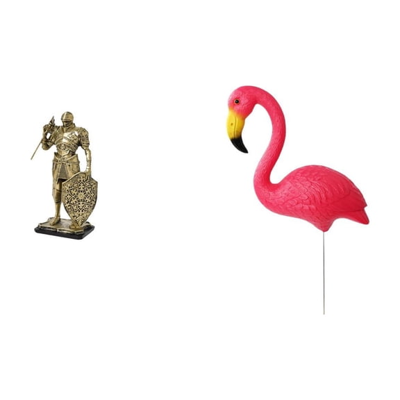 CarpNettore Nordic Knight Bird Figurine Resin Abstract Sculpture Art Ornament for Desk Cabinet Office Table Centerpiece Entryway and Fairy Garden Accessories Flamingo Stake for Holiday Spring