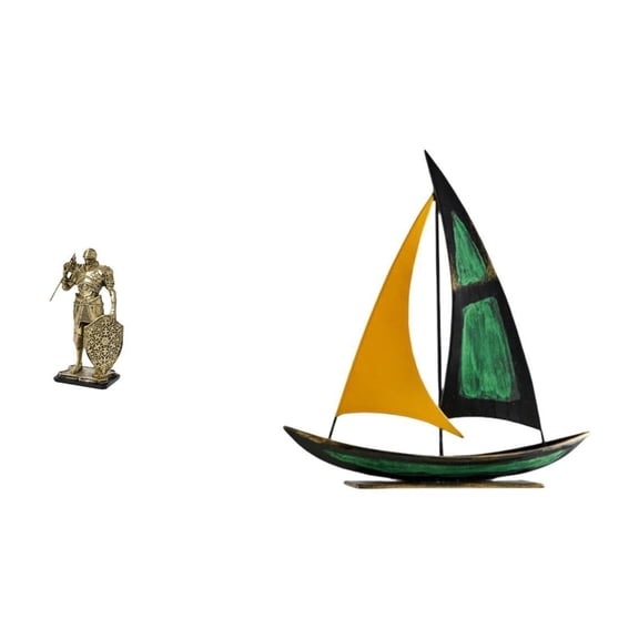 CarpNettore Nordic Knight Resin Figurine Abstract Art Sculpture for Desk Cabinet Office Table Centerpiece Entryway Iron Sailboat Tabletop Ornament Feng Shui Decor Collection Decorative Figure