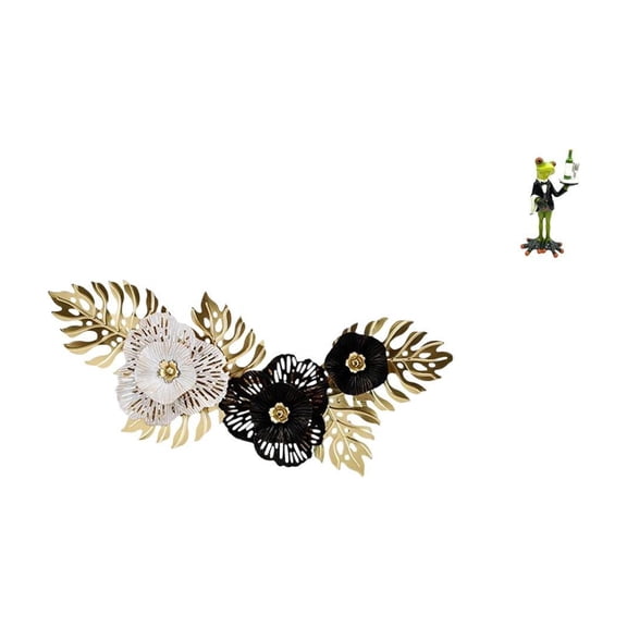CarpNettore Nordic Metal Flower Leaves Wall Art and Waiter Frog Animal Sculpture Creative Decorative Figurine for Dining Room Fireplace Entrance Shelf Gift