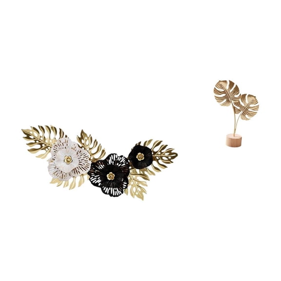CarpNettore Nordic Metal Wall Art Sculpture Featuring Decorative Flower Leaves and Abstract Leaf Shaped Figurine Crafts for Dining Room Table Home Hotel Party Gift Decorations