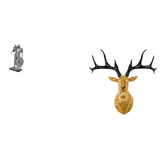 CarpNettore Nordic Resin Knight Deer Head Abstract Figurine Sculpture Art Ornament for Desk Cabinet Office Table Centerpiece Entryway Wall Decor