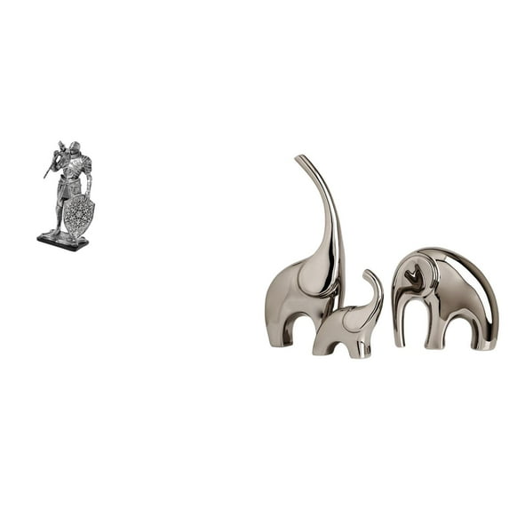 CarpNettore Nordic Resin Knight and Elephant Family Figurine Abstract Art Sculpture for Desk Cabinet Office Table Centerpiece Entryway Home Shelf Bookself TV Stand