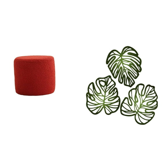 CarpNettore Ottoman Foot Rest Stool Bench Seat Chair Cylinder Sofa Tea Stool for Office Bedroom Nursery Apartment Palm Leaves Wood Wall Decor Ornament Creative Tropical Jungle Art for Bed