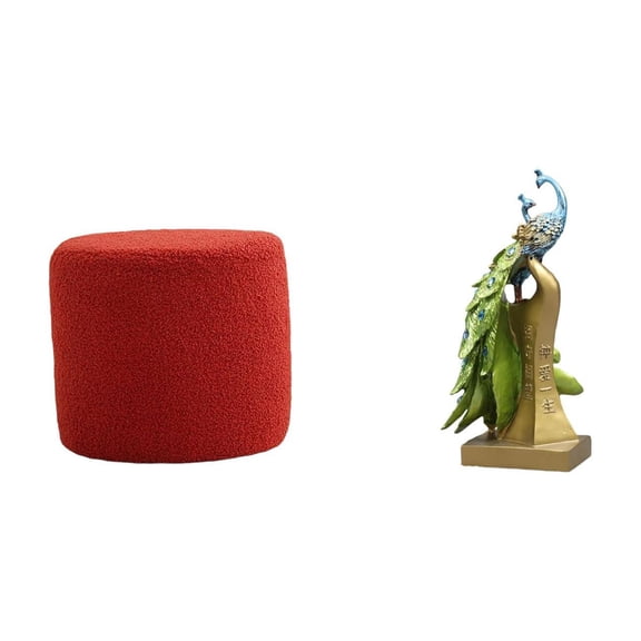 CarpNettore Ottoman Foot Rest Stool Bench Seat Chair Cylinder Sofa Tea Stool for Office Bedroom Nursery Apartment Peacock Statue Animal Sculpture Desktop Ornament Decorative Figurine Desk