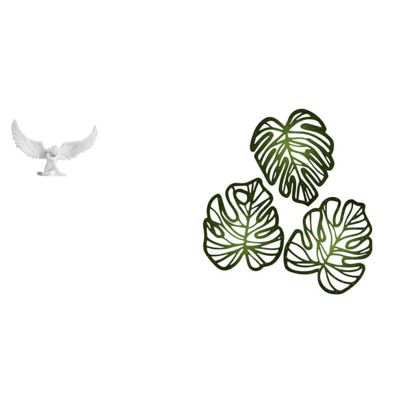 CarpNettore Palm Resin Angel Sculpture with Wooden Leaf Wall Art Creative Tropical Jungle Decor for Office Bedroom Hallway Bookshelf