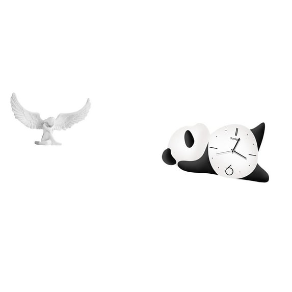 CarpNettore Panda Resin Sculpture with Elegant and Modern Clock for Whimsical Home Office Living Room Decoration