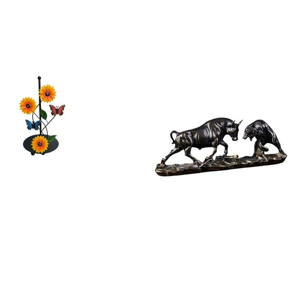 CarpNettore Paper Towel Holder Dispenser with Bull Figurine Non Slip Vertical Tissue Holder Rack Modern Artwork Chinese Cow Cattle Sculptures for Home Desk Birthdays Gifts