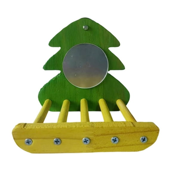 CarpNettore Parrot Bird Mirror Birdcage Accessory Cage Stand for Finch Canary Cockatiels green